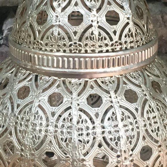 Metal Filigree Ornate Lantern India Moroccan Boho - Picture 2 of 6